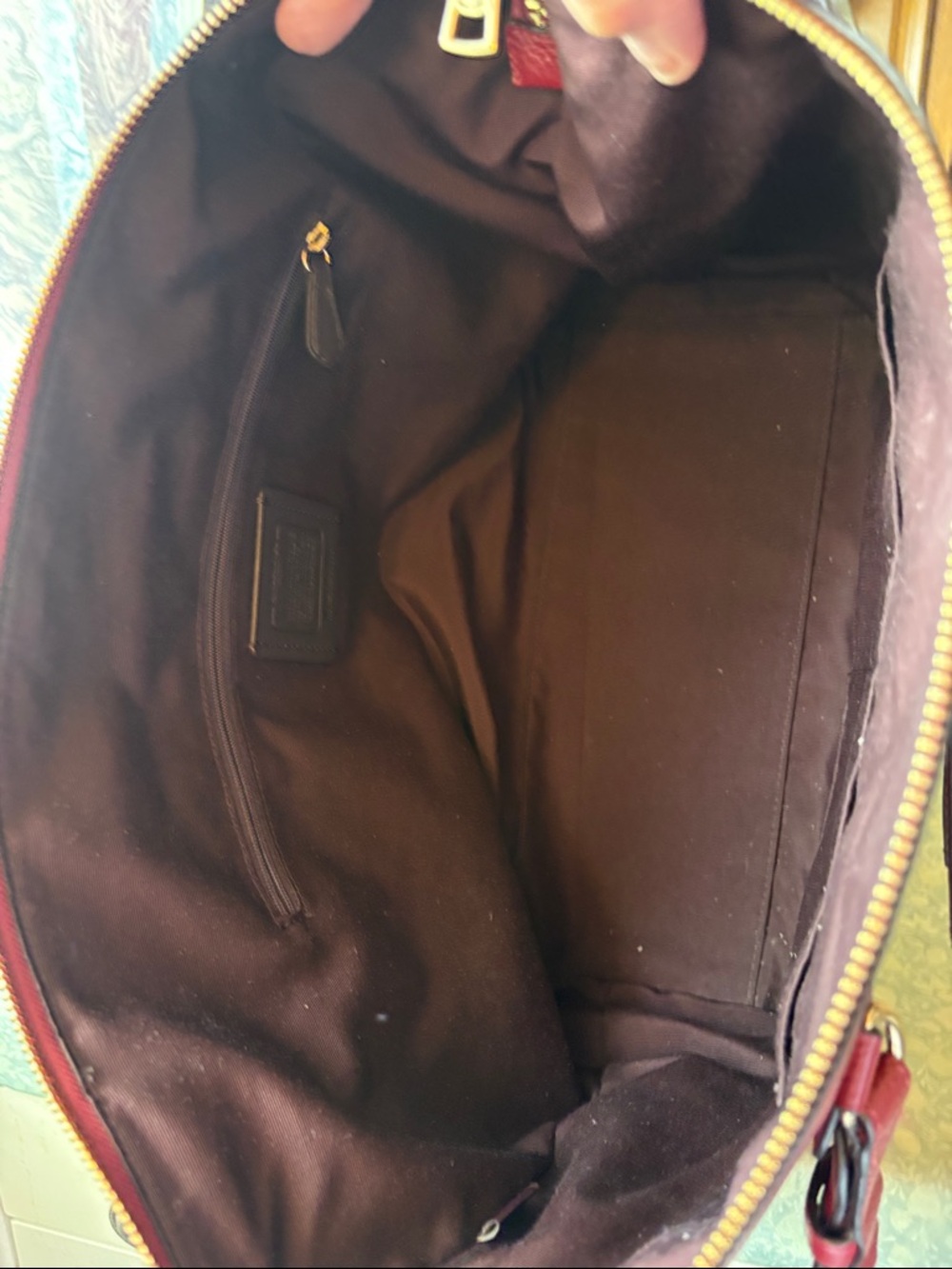 COACH Pebbled Leather Tote in Burgundy Red - Picture 10 of 12